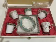 HOYA Coffee Espresso Cup & Saucer Bone China Japan Set of 5 In gift box Rare