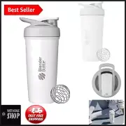 24-Ounce Insulated Stainless Steel Shaker Bottle with BlenderBall - White