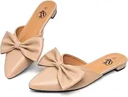[Trary] Mules for Women Flats Comfortable, Bow Pointed Toe Womens Mules, Flats Mules Shoes for Women, Cute Mule Women's Mules & Clogs, Slip On Womens Mules Flats, Backless Loafers Mule Shoes for Women
