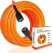 Kink Resistant Power Washer Hose 50 FT 1/4 Inch M22 14mm 3300 PSI, Orange