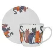 Ashdene Quirky Cats Four Friends Tea Cup w/Saucer Set 280ml New Bone China