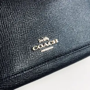美國百分百【全新真品】COACH 女款 皮夾 長夾 錢包 真皮 皮包 手拿包 馬車 logo 黑色 AA68