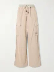 [Moncler Grenoble] Moncler Grenoble - Shell-trimmed Cotton-corduroy Wide-leg Pants - Beige - large large Neutrals