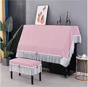 Grand Piano Cover, Top Cover Electronic Piano Keyboard Cover for Standard Upright Piano, Simple Wind Dust Cover Towel Stool Cover Small Fresh Plaid Protective Cover ( Color : Pink , Size : SINGLE STOO