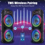 5000W Dual 8.5'' Bluetooth Speaker Sub Woofer Heavy Bass Sound System Party &Mic