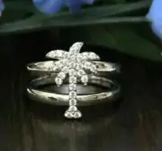 925 Sterling Silver 1.67Ct Round Cut Real Moissanite Cross Band Gift Ring