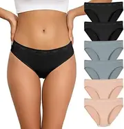 [Y25D] Women's Bikini Underwear Seamless High Cut Cheeky Hipster Panties for Women Pack of 6 Low Rise Briefs