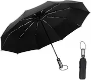 [TeJoyce] Lightweight Folding Umbrellas, Automatic Umbrella with 10 Strong Ribs, Travel Compact Umbrella with Comfortable Grip, Automatic Open & Close Umbrella for Men Women, Black