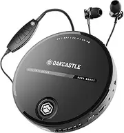 Personal CD Player | Portable Walkman with Included In-Line Control Earphones | 7 Hour Battery Playtime, In-Car AUX Compatibility | Bass Boost, Hold Lock and Anti-Skip Function | OAKCASTLE CD10