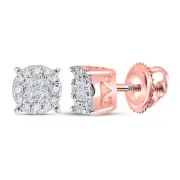 14kt Rose Gold Womens Princess Diamond Fashion Cluster Earrings 1/6 Cttw