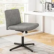 Giantex Criss Cross Legged Chair, Modern Armless Desk Chair w/Wide Seat & 120°Rocking, Height Adjustable Computer Task Chair No Wheels, Padded Swivel Vanity Chair for Home Office (Gray)