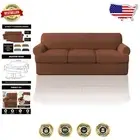 Personalized T Cushion Sofa Cover Set - Caramel, Machine Washable & Stretch Fit