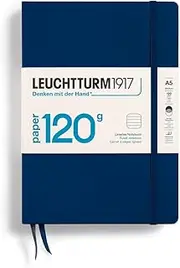 LEUCHTTURM1917 372384 Notebook Medium A5, Edition 120, Hardcover, 203 Numbered Pages, with 120g/sqm Paper, Navy, Ruled
