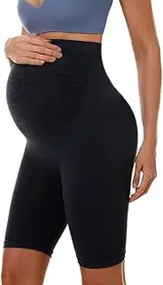 [FaroLy] Women's Maternity Shorts Over Belly Soft Butt Lift Non-See-Thru Pregnancy Workout Biker Yoga Short Pants