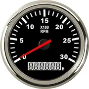 PMGMZPGPMA Universal 85mm Car Boat Tacho Sensor Marine Tachometer with Hourmeter 3000 4000 6000 8000 RPM Tachometer 12V/24V Red Backlight Automobile Tachometer(3K-BS)