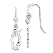 Sterling Silver Penguin Shepherd Hook Earrings