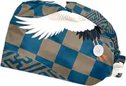[FVQL] 2 Pcs Nurse Caps for Women, Reusable Surgical Cap Scrub Cap, Bird Cranes and Floral Pattern