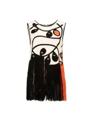 Embroidered Fringe Detail Sleeveless Top