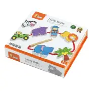 Wooden Lacing Blocks -- Jungle Animals by Viga Toys