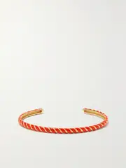 [Alison Lou] Alison Lou - Streamer 14-karat Gold And Enamel Cuff - Red - One size One size Red