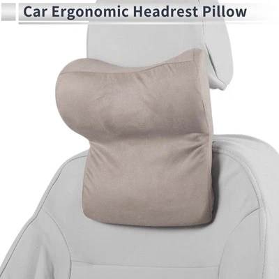 Car Headrest Pillow Cashmere, Memory Foam Brown 1 Pcs for Driving Travel