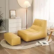 Bean Bag Chair Cover Recliner Gaming Beanbag Chair Lazy Sofa Beanbag Cover (No Filler) for Adults and Kids, Bedroom, Dorm and Living Room,Yellow
