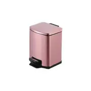 Foot Pedal Tungsten Steel Rubbish Bin Garbage Waste Trash Can Square 12L Rose Gold