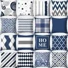 Geometric Cushion Cover Blue Grey Pillow Cover Cushions Throw Pillow Pillowcases