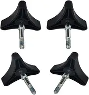Toeloioh 4pcs Aluminium Knob Replacement Part Universal for Rolling Walker Rollator, Foldable Rollator Walker, Hand propelled Walker etc, Black, Modern Style, 3 Point Knob, Powder Coated Finish