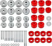 KF04058BK Red Body Cab Mount Bushings Kit Replacement for Ford F-250 F-350 Super Duty 2WD/4WD 1999-2007, with Steel Sleeves & Hardware