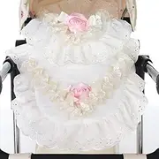 Dolls Pram 2 Piece Bedding Set, Cream and Pink Rose