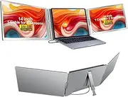 ForHelp Triple Portable Monitor, Ips FHD 1200P Laptop Monitor Extender, Full-Function Type C/Hdmi Ports, Foldable Dual Screen Extender for 13.3"-17.3" Compatible with Windows, Mac