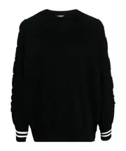 Decal detail long-sleeved hoodie 3,4,5 Black