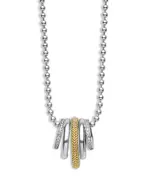Lagos Two Tone Caviar Lux Five Ring Pendant Necklace with Diamonds, 16-18
