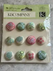 K&Company Amy Butler Classic Scrapbooking Metal Brads Fabric Covered