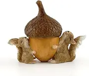 Top Collection Miniature Garden Squirrels Carrying Acorn Trinket Box with Secret Compartment Decor, Small