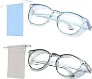 2PCS Safety Glasses Anti Fog Goggles, Stylish Protective Eyewear, Anti Blue Light Shields Glasses