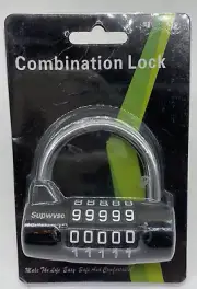 Supwvsc Combination Lock 5-Digit Password Lock Black Color