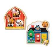 MELISA AND DOUG JUMBO KNOB PUZZLE FIRST SHAPES AND BARN BUNDLE NEW