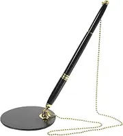 SEWACC Abs Stainless Steel Safety Pen Table Fixed Signature Writing Pen for Guest Book Office Accessory
