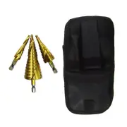 3 Pieces HSS High Speed Steel Step Drill Bits Set Spiral Metric Titanium Coating