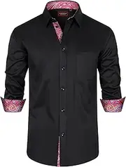 [Lion Nardo] Mens Dress Shirts Long Sleeve Dress Shirts for Men Casual Button Down Shirts Party Big and Tall Dress Shirts