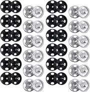 Snap Buttons, 10mm Black & Silver Metal Snap Fastener Spring Press Studs for Sewing Clothing (80 Set)