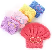 Beatifufu 1set 5pcs Hair Drying Hat Silk Hair Wrap for Sleeping Bonnet Hair Wrap Towel Muslin Face Cloths Hair Bow Hair Towel Hair Cap Makeup Remover Cartoon Hair Towel Hair Wraps