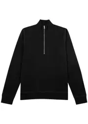 Sunspel Half-zip Cotton Sweatshirt - Black - Xxl XXL