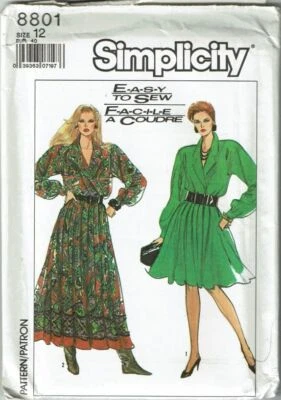 Simplicity Sewing Pattern 8801 Dress Misses Petite Size 12