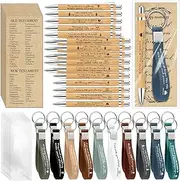 Gueevin 20 Sets Graduation Christian Gift Bulk Father's Day Bible Verse Bamboo Ballpoint Pens Prayer Religious Bookmarks Scripture Silicone Keychain for First Communion Pastor Sunday School Church