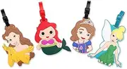 Finex 4 Pcs Set Tinker Bell Sofia The First Belle Ariel The Little Mermaid Princess Silicone Travel Luggage Baggage Identification Labels ID Tag for Bag Suitcase Plane Cruise Ships with Belt Strap