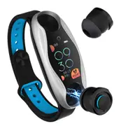LT04 Wireless bluetooth Earphone Color Screen Wristband BT5.0 Hear Rate O2 Monitor Smart Watch SILVERGREY COLOR
