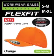 Flexfit Cap 6277 Orange, Perma Curve Hats 6277 Caps Flex fit Hat